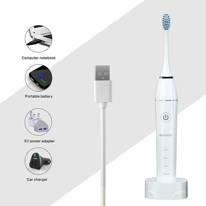 MOCEMTRY Sonic Electric Toothbrush Rechargeable toothbrushes for Adult with 4 Duponts Brush Heads, 4 Cleaning Mode Waterproof Electric Tooth