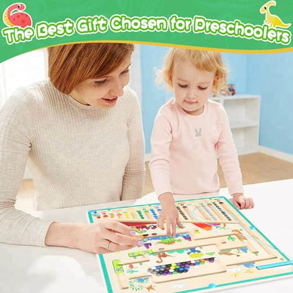 Lktvys Magnetic Activity Board, Educational Montessori Toy for 3+ Year Olds, Wooden Puzzle Game, Learning Counting and Matching Toy for Toddlers and Kids Boys Girls Preschoolers 3 4 5 Years Old