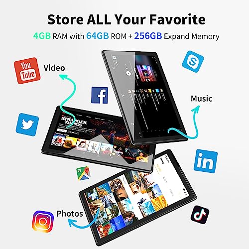 SGIN 10 Inch Tablet, Android 12 Tablets 4GB RAM 64GB ROM with Octa-Core 2.0Ghz Processor, 1280 * 800 Pixel IPS Screen, 2MP+5MP Camera, 6000mAh, GPS, WiFi, Bluetooth 5.0
