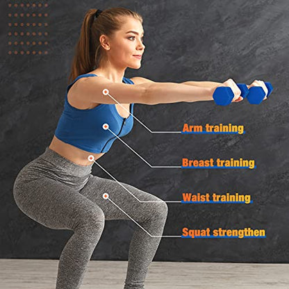 Portzon Weights Dumbbells 10 Colors Options Compatible with Set of 2 Neoprene Dumbbells Set,1-15 LB, Anti-Slip, Anti-roll, Hex Shape