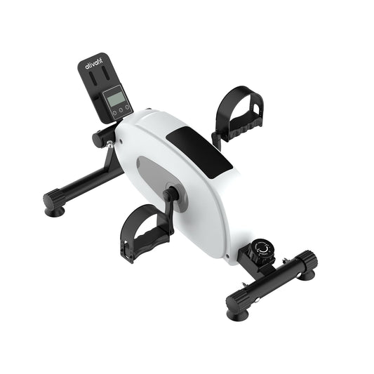 Ativafit Magnetic Under Desk Bike Pedal Exerciser for Home Workout Portable Mini Exercise Bike Arm & Leg Exerciser Physical Therapy Equipment for Seniors (White)