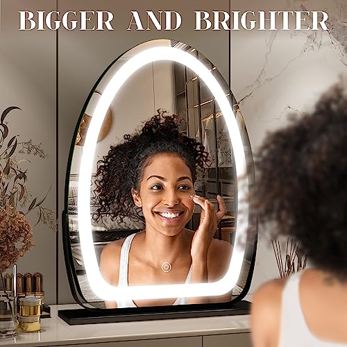 FENNIO Vanity Mirror with Lights, 17"x13" LED Lighted Makeup Mirror, Large Makeup Mirror with Lights, Touch Sensor with 3-Color Lighting, Dimmable for Vanity Desk Tabletop, Bedroom