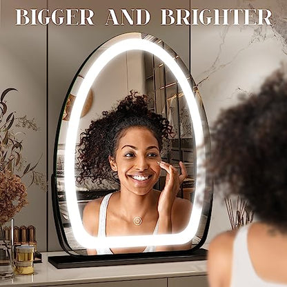 FENNIO Vanity Mirror with Lights, 17"x13" LED Lighted Makeup Mirror, Large Makeup Mirror with Lights, Touch Sensor with 3-Color Lighting, Dimmable for Vanity Desk Tabletop, Bedroom