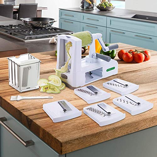 Spiralizer 7-Blade Vegetable Slicer, Strongest-and-Heaviest Spiral Slicer, Best Veggie Pasta Spaghetti Maker for Keto/Paleo/Non-Gluten, Comes with 4 Recipe Ebooks