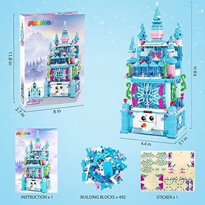 MOONTOY Princess Castle STEM Building Toys for Girls Age 6 7 8 9 10 11 12 Years Old- 492 PCS Castle Building Blocks Kits Creative Educational Building Sets Christmas Birthday Gifts for Girl Boys Kids