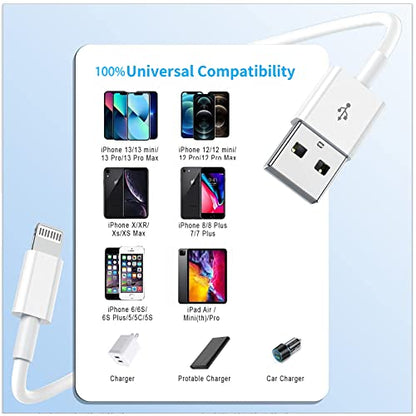 Apple USB Lightning Cable 3Pack 3FT Apple Charger Wire iPhone Fast chaging Cable Apple MFi Certified for iPhone 14/13/12/11 Pro Max/XS MAX/XR/X/8/7/Plus/6S/6/SE/5S/iPad