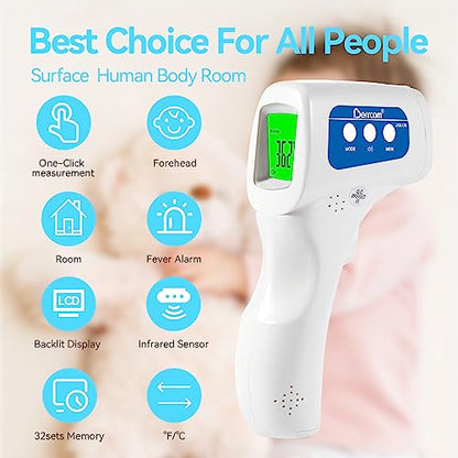 Berrcom Non Contact Infrared Forehead Thermometer JXB-178 Baby Fever Check Thermometer 3 in 1 Contactless for Kids Infant Adult (Batteries Not Included)