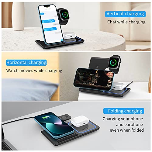 Wireless Charger,ANYLINCON 3 in 1 Wireless Charger Station for Apple iPhone/iWatch/Airpods,iPhone15 14,13,12,11 (Pro, Pro Max)/XS/XR/XS/X/8(Plus),iWatch 7/6/SE/5/4/3/2,AirPods 3/2/pro