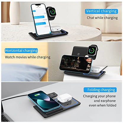 Wireless Charger,ANYLINCON 3 in 1 Wireless Charger Station for Apple iPhone/iWatch/Airpods,iPhone15 14,13,12,11 (Pro, Pro Max)/XS/XR/XS/X/8(Plus),iWatch 7/6/SE/5/4/3/2,AirPods 3/2/pro