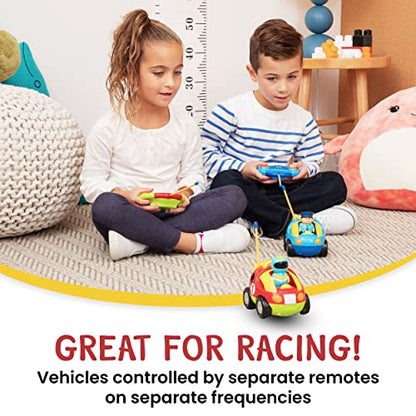 PREXTEX Toddler Remote Control Car, 2pk - Two Cartoon RC Cars: Police & Race Car - Toddler Toys - Gift Toys for 3+ Year Old Boys, 3 Year Old Boy Toys, Car Toys for 3 Year Old Boys