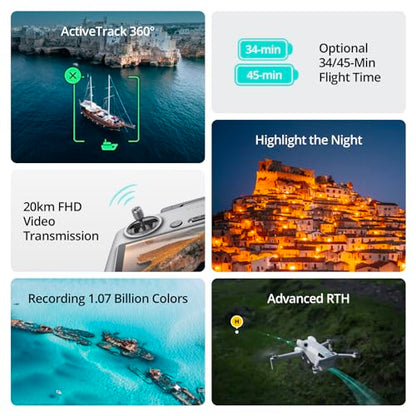 DJI Mini 4 Pro (DJI RC-N2), Folding Mini-Drone with 4K HDR Video Camera for Adults, Under 0.549 lbs/249 g, 34 Mins Flight Time, 20 km Max Video Transmission Distance, Omnidirectional Vision Sensing