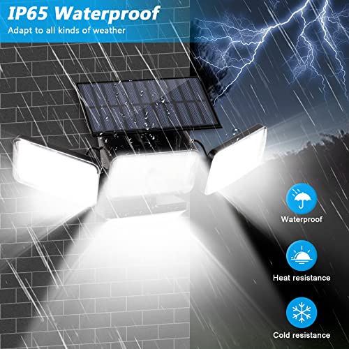 Mokot Solar Outdoor Lights, 288 LED IP65 Waterproof Motion Sensor Outdoor Lights with Remote Control, 4 Heads Solar Flood Wall Lights for Outside Garden Patio Yard - 2Pack