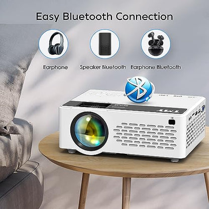 TMY Mini Projector, Upgraded 9500 Lumens Bluetooth Projector with 100" Screen, 1080P Full HD Portable Projector, Movie Projector Compatible with TV Stick Smartphone/HDMI/USB/AV, indoor & outdoor use
