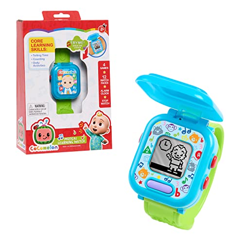 CoComelon JJ’s Learning Smart Watch Toy for Kids with 3 Education-Based Games, Alarm Clock, and Stop Watch, Officially Licensed Kids Toys for Ages 3 Up by Just Play