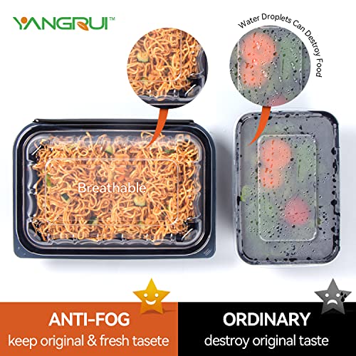 YANGRUI Clamshell Take Out Containers, Anti-Fog Leak Proof Shrink Wrap 30 Pack 9 x 6 Inch 27 oz Meal Prep Container BPA Free PP Material Microwave Freezer Safe Hinged To Go Containers