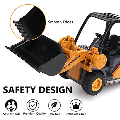 deAO Excavator Toys Set for Toddler Boys Friction Powered Push and Go Construction Truck Toy for Kids 3+ Engineering Vehicle Toys with Excavator & Bulldozer for Boys Girls Gifts