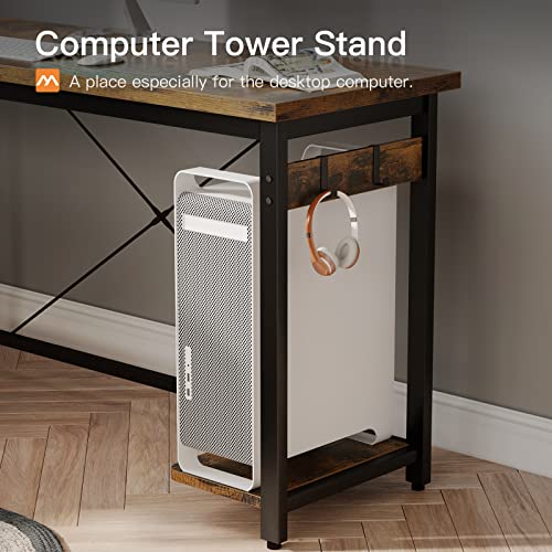 Coleshome 66" L Shaped Gaming Desk, Corner Computer Desk, Sturdy Home Office Computer Table, Writing Desk, Larger Gaming Desk Workstation, Vintage