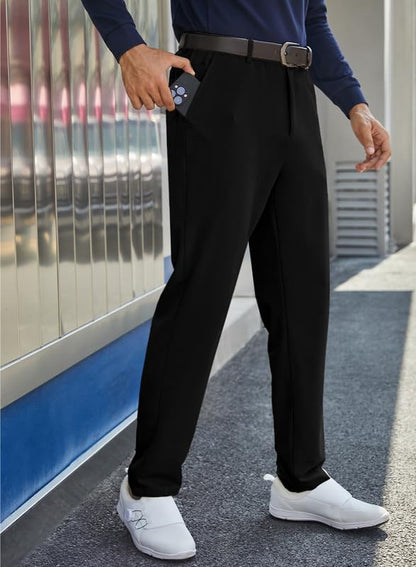 JMIERR Golf Pants for Men Stretch Slim Fit Joggers Flex Dress Pants Work Travel Chino Pants 2023 Fashion Trousers with Pockets,US 34(M),Black