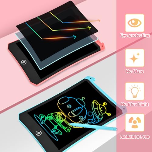 LCD Writing Tablet, 2 Pack Toddler Kids Toys Doodle Board, Colorful Drawing Pad Drawing Board, 8.5 Inch Doodle Pad Drawing Tablet, Educational Toys Christmas Birthday Gifts for Girls Boys Age 3-8
