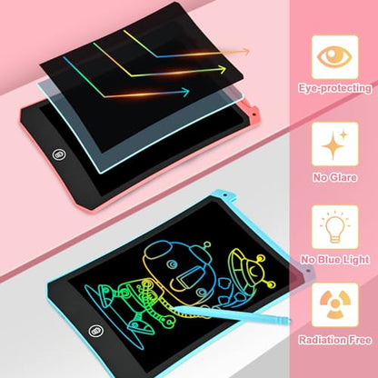LCD Writing Tablet, 2 Pack Toddler Kids Toys Doodle Board, Colorful Drawing Pad Drawing Board, 8.5 Inch Doodle Pad Drawing Tablet, Educational Toys Christmas Birthday Gifts for Girls Boys Age 3-8