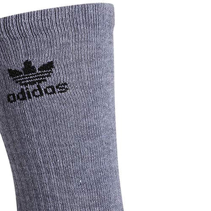 adidas Originals unisex adult Trefoil (6-pair) Crew Sock, Heather Grey/Black/White, Medium US