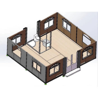 Zolyndo Portable Prefabricated Tiny Home 19x20ft, Mobile Expandable Plastic Prefab House for Hotel, Booth, Office, Guard House, Shop, Villa, Warehouse, Workshop