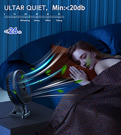 JZCreater USB Desk Fan, Mini Fan Portable, 3 Speeds Desktop Table Cooling Fan, Plug in Power Fan, Rotation Strong Wind, Quiet Personal Small Fan for Home Desktop Office Travel Bedroom, Black Blue