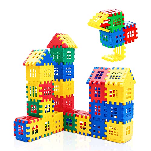 hirebird Building Blocks 80-pcs Children's Building Blocks - Interlocking Building Blocks for Toddlers and Children - Fun and Educational Toys for Skill Development Building Sets