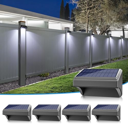 Aulanto Solar Fence Lights 4 Pack, 60 Lumen Warm White and Cool White, Solar Lights Outdoor IP67 Waterproof for Fence, Outdoor Lighting Decor for Backyard,Garden,Fence,Wall,Deck Railing,Stairs.