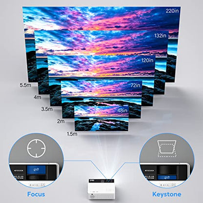 TMY Mini Projector, Upgraded 9500 Lumens Bluetooth Projector with 100" Screen, 1080P Full HD Portable Projector, Movie Projector Compatible with TV Stick Smartphone/HDMI/USB/AV, indoor & outdoor use