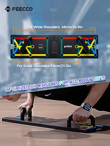 FEECCO Push Up Board, Foldable Design with Soft Handles, for All Body Sizes