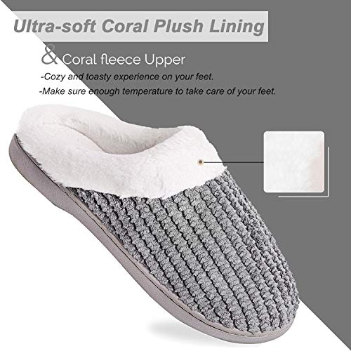 WateLves Women's Slippers Comfort Memory Foam Coral Fleece Slippers Plush Lining House Shoes for Indoor & Outdoor (Dark Gray, S)