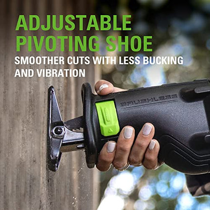 Greenworks 24V Brushless (1-1/8") Cordlesss Reciprocating Saw (2,7000 SPM), 4.0Ah USB Battery and Charger Included