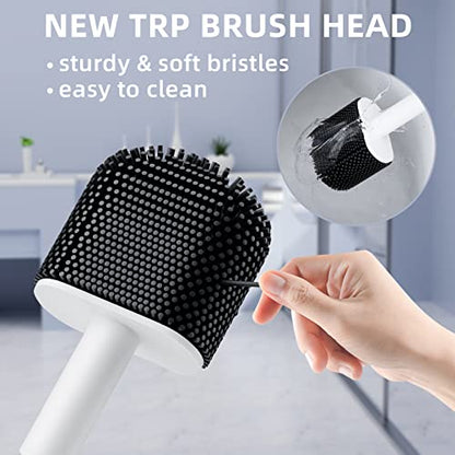 Toilet Brush, 2 Pack Toilet Bowl Brush and Holder Set, Silicone Toilet Bowl Brush with Handle, Bathroom Accessories Toilet Bowl Cleaners with Silicone Bristles, Toilet Cleaner Brush for Deep Cleaning