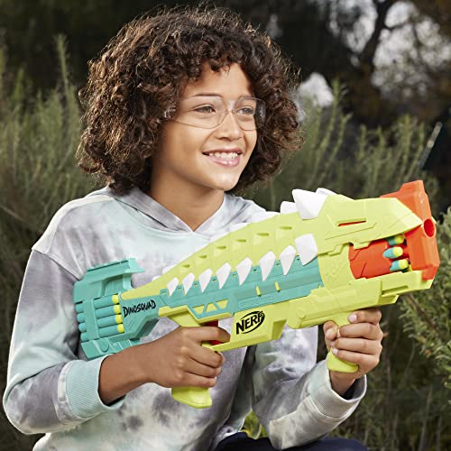 NERF DinoSquad Armorstrike Dart Blaster, 16 Darts, Indoor and Outdoor Games, Dinosaur Toys for 8 Year Old Boys and Girls and Up