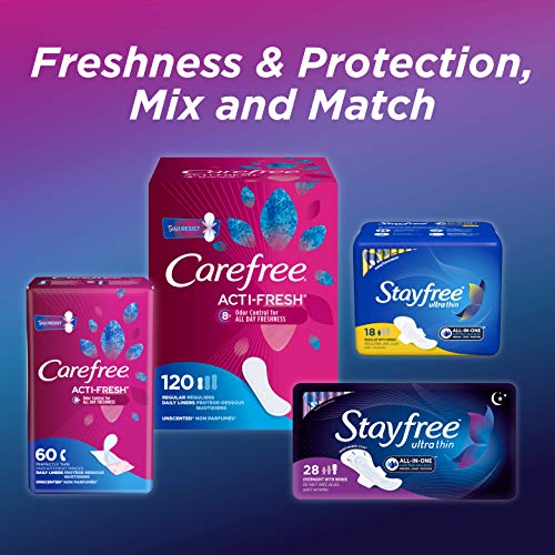 Stayfree Maxi Overnight Pads with Wings For Women, Reliable Protection and Absorbency of Feminine Periods, 28 Count