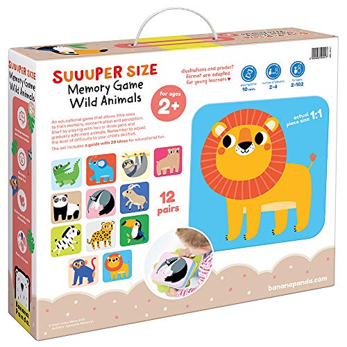 Banana Panda Suuuper Size Memory Game - Wild Animals - Classic Toddler Game includes 24 Extra-Large Cards - Play Matching Games, Use as Flashcards, for little kids ages 2-4 years