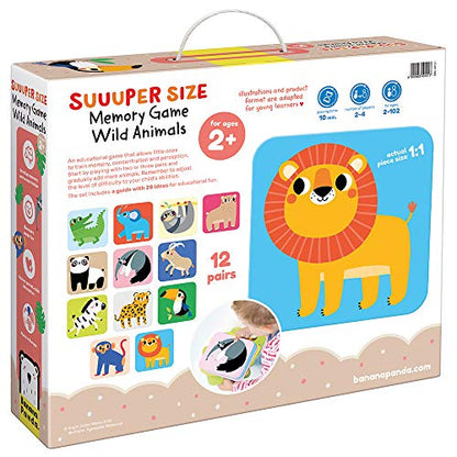 Banana Panda Suuuper Size Memory Game - Wild Animals - Classic Toddler Game includes 24 Extra-Large Cards - Play Matching Games, Use as Flashcards, for little kids ages 2-4 years