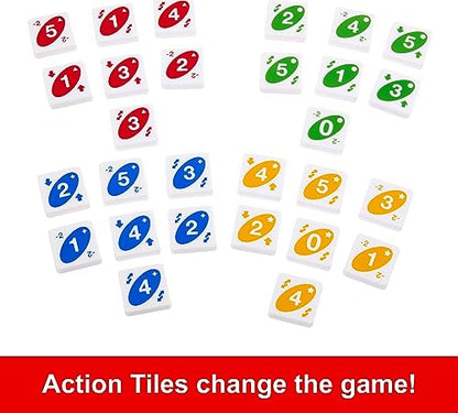 Mattel Games UNO Quatro Game with Colored Tiles & Plastic Game Grid for Adult, Family & Game Night, 2 to 4 Players Ages 7 Years & Up