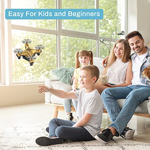 Holyton HT02 Golden Mini Drone for Adult Beginners and Kids, Portable RC Quadcopter with Auto Hovering, 3D Flip, 3 Speed Modes, Headless Mode and 3 Batteries, Emergency Stop, Gift for Boys Girls