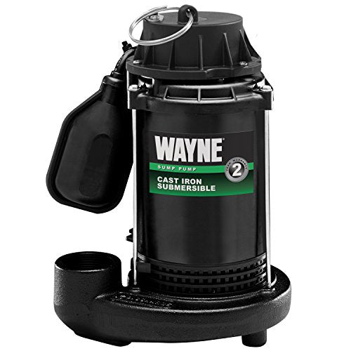 Wayne 57603-WYN1 1/2HP SUB CDT50 1/2 Cast Iron Submersible Sump Pump with Tether Float Switch, 0.5 HP, Black