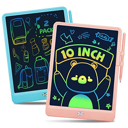 Kids Toys 2 Packs LCD Writing Tablet, 3 4 5 6 Year Old Boys Toys Gifts Doodle Board, 10 Inch Drawing Pad Airplane Travel Road Trip Essentials, Toddler Kids Games Birthday Christmas Stocking Stuffers