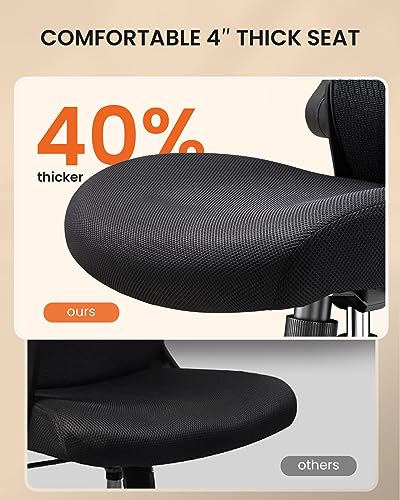 ErGear Ergonomic Desk Chair, Office Chair with 2'' Adjustable Lumbar Support, Computer Chair with Flip-Up Armrests & Headrest, High Back Office Desk Chair with 4'' Thicken Seat for Home Office, Black