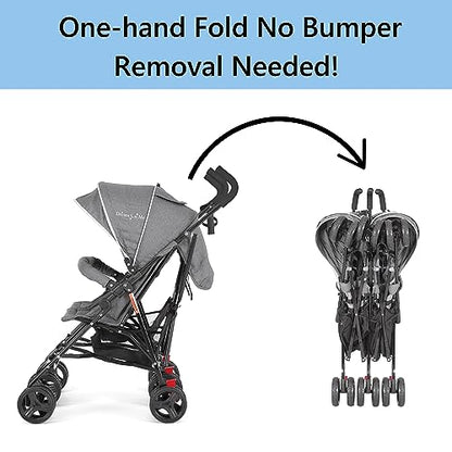 Dream On Me Volgo Twin Umbrella Stroller in Gray, Lightweight Double Stroller for Infant & Toddler, Compact Easy Fold, Large Storage Basket, Large and Adjustable Canopy