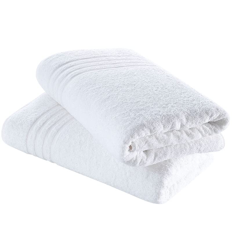 Hammam Linen Jumbo Large Bath Sheets Towels 2-Pack 35 x 70 Inches Soft and Absorbent, Premium Quality 100% Cotton Towels (White, Bath Sheet)