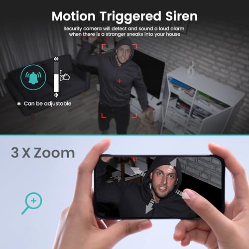 Indoor Camera, litokam Cameras for Home Security with Night Vision, Pet Camera with Phone App, 2K Indoor Security Camera, Motion Detection, 2-Way Audio, WiFi Camera Home Camera Compatible with Alexa