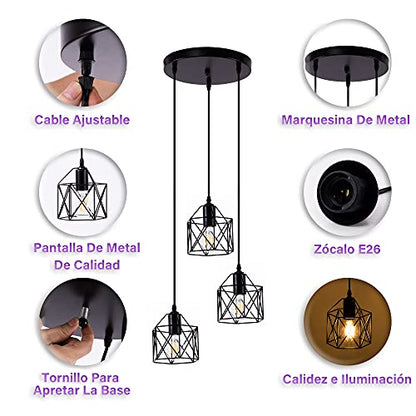 DuMaiWay Pendant Light, Black Industrial Farmhouse Metal Hanging Lights Fixture Ceiling Lamp, Dining Room Light for Barn Restaurant Foyer Bar Hallway Kitchen Island E26