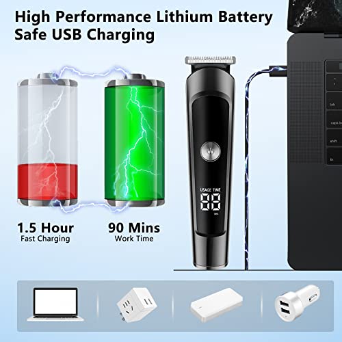 AMULISS Beard Trimmer for Men, Hair Clipper Trimmer for Men, Waterproof Mens Beard Grooming Kit, Cordless Barber Clippers for Hair Cutting with Nose Trimmer, Electric Razor, Body Shaver