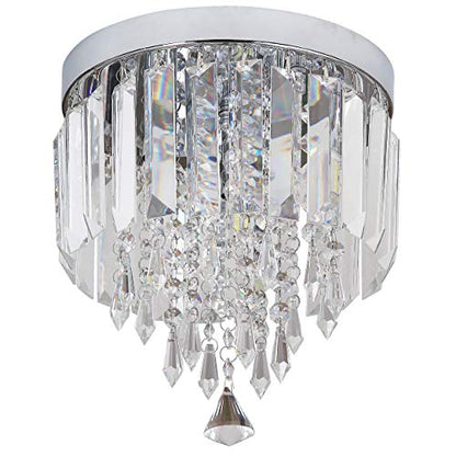 Nobranded Mini Crystal Chandelier Flush Mount Ceiling Light for Bedroom, Hallway, Bar, Kitchen, Bathroom Pendant Lamps