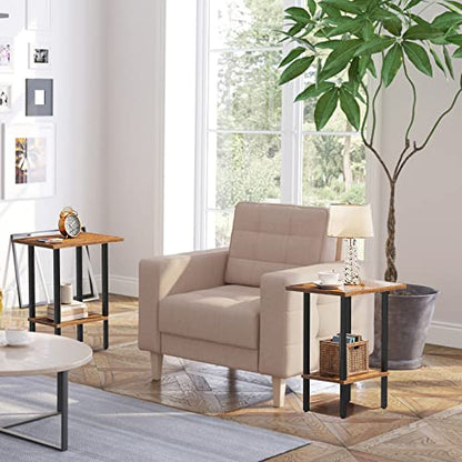 Himix End Tables Living Room Set of 2, Side Tables 2-Tier Bed Side Table/Night Stand, Living Room Furniture Bedside Tables Set for Sofa, Couch, Small Space, Bedroom, Garden, Office, Easy Assembly